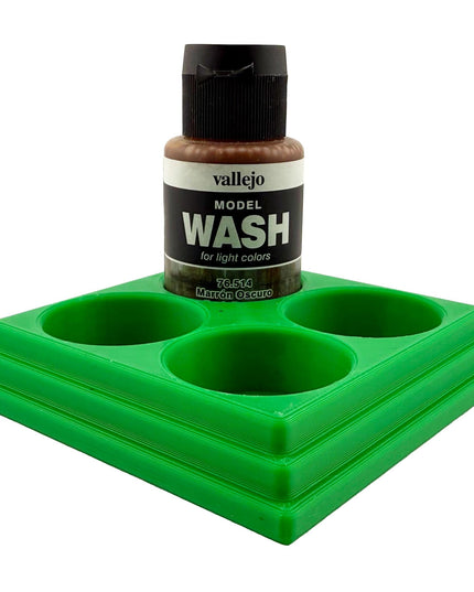 Jeff Did It 35ml Paint Bottle Holder Square - Holds 4 Bottles Compatible with Vallejo 35ml w Anti-Slip Rubber Feet - 3D Printed - USA