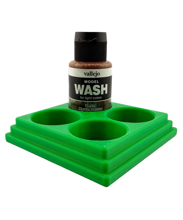 Jeff Did It 35ml Paint Bottle Holder Square - Holds 4 Bottles Compatible with Vallejo 35ml w Anti-Slip Rubber Feet - 3D Printed - USA