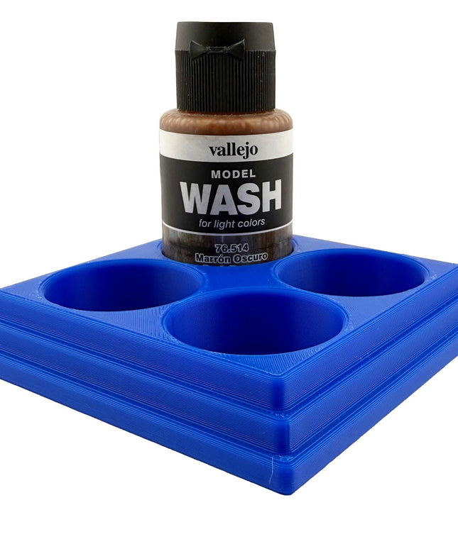 Jeff Did It 35ml Paint Bottle Holder Square - Holds 4 Bottles Compatible with Vallejo 35ml w Anti-Slip Rubber Feet - 3D Printed - USA