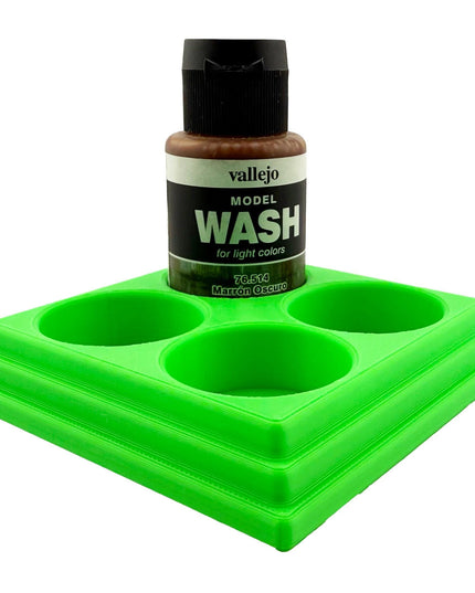 Jeff Did It 35ml Paint Bottle Holder Square - Holds 4 Bottles Compatible with Vallejo 35ml w Anti-Slip Rubber Feet - 3D Printed - USA
