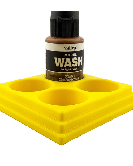 Jeff Did It 35ml Paint Bottle Holder Square - Holds 4 Bottles Compatible with Vallejo 35ml w Anti-Slip Rubber Feet - 3D Printed - USA