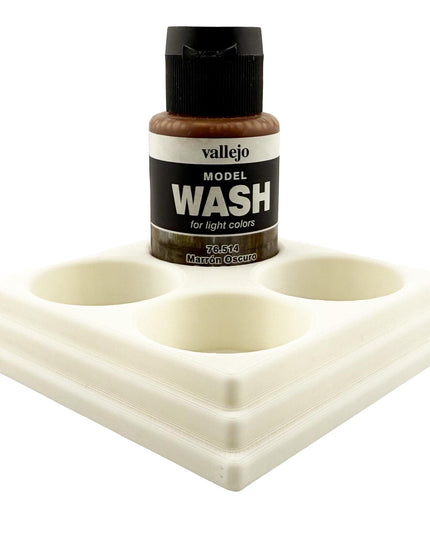 Jeff Did It 35ml Paint Bottle Holder Square - Holds 4 Bottles Compatible with Vallejo 35ml w Anti-Slip Rubber Feet - 3D Printed - USA