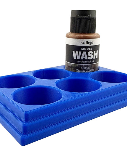 Jeff Did It 35ml Paint Bottle Holder - Holds 6 Bottles Compatible with Vallejo 35ml w Anti-Slip Rubber Feet - 3D Printed - Made in the USA