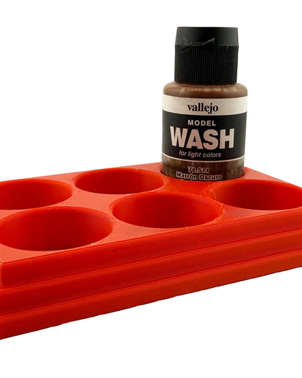 Jeff Did It 35ml Paint Bottle Holder - Holds 6 Bottles Compatible with Vallejo 35ml w Anti-Slip Rubber Feet - 3D Printed - Made in the USA