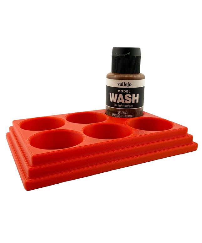 Jeff Did It 35ml Paint Bottle Holder - Holds 6 Bottles Compatible with Vallejo 35ml w Anti-Slip Rubber Feet - 3D Printed - Made in the USA