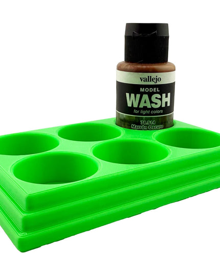 Jeff Did It 35ml Paint Bottle Holder - Holds 6 Bottles Compatible with Vallejo 35ml w Anti-Slip Rubber Feet - 3D Printed - Made in the USA