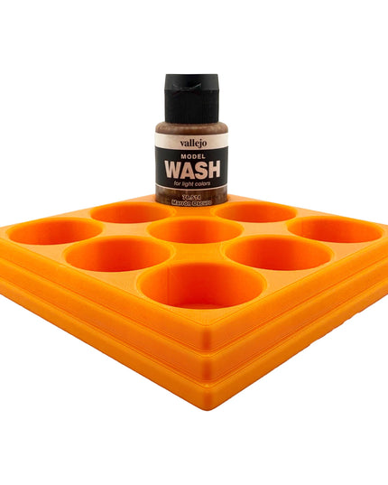 Jeff Did It 35ml Paint Bottle Holder - Holds 9 Bottles Compatible with Vallejo 35ml w Anti-Slip Rubber Feet - 3D Printed - Made in the USA