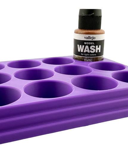 Jeff Did It 35ml Paint Bottle Holder - Holds 12 Bottles Compatible with Vallejo 35ml w Anti-Slip Rubber Feet - 3D Printed - Made in the USA