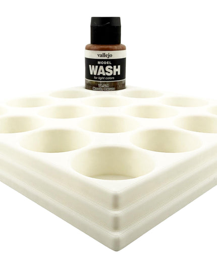 Jeff Did It 35ml Paint Bottle Holder - Holds 16 Bottles Compatible with Vallejo 35ml w Anti-Slip Rubber Feet - 3D Printed - Made in the USA