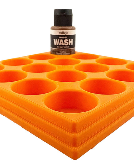 Jeff Did It 35ml Paint Bottle Holder - Holds 16 Bottles Compatible with Vallejo 35ml w Anti-Slip Rubber Feet - 3D Printed - Made in the USA