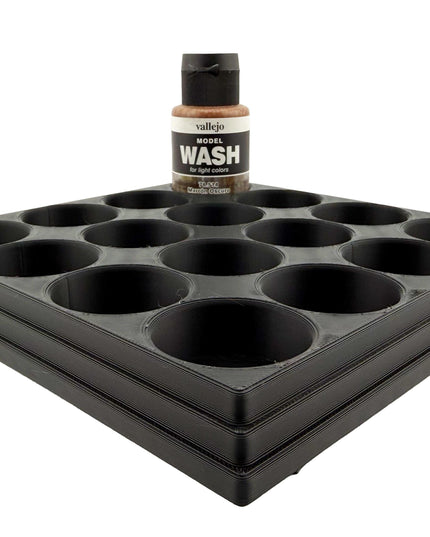 Jeff Did It 35ml Paint Bottle Holder - Holds 16 Bottles Compatible with Vallejo 35ml w Anti-Slip Rubber Feet - 3D Printed - Made in the USA