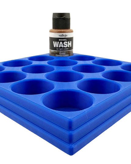 Jeff Did It 35ml Paint Bottle Holder - Holds 16 Bottles Compatible with Vallejo 35ml w Anti-Slip Rubber Feet - 3D Printed - Made in the USA