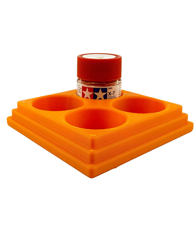Jeff Did It 10ml Paint Bottle Holder S - Holds 4 Bottles Compatible with Tamiya 10ml w Anti-Slip Rubber Feet - 3D Printed - Made in the USA