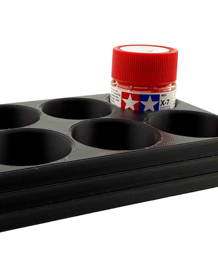 Jeff Did It 10ml Paint Bottle Holder - Holds 6 Bottles Compatible with Tamiya 10ml w Anti-Slip Rubber Feet - 3D Printed - Made in the USA