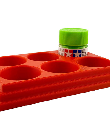 Jeff Did It 10ml Paint Bottle Holder - Holds 6 Bottles Compatible with Tamiya 10ml w Anti-Slip Rubber Feet - 3D Printed - Made in the USA