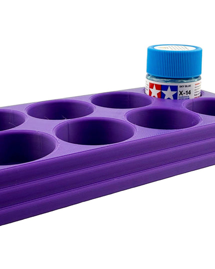 Jeff Did It 10ml Paint Bottle Holder - Holds 8 Bottles Compatible with Tamiya 10ml w Anti-Slip Rubber Feet - 3D Printed - Made in the USA