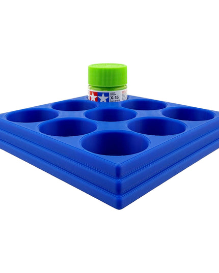 Jeff Did It 10ml Paint Bottle Holder - Holds 9 Bottles Compatible with Tamiya 10ml w Anti-Slip Rubber Feet - 3D Printed - Made in the USA