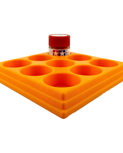 Jeff Did It 10ml Paint Bottle Holder - Holds 9 Bottles Compatible with Tamiya 10ml w Anti-Slip Rubber Feet - 3D Printed - Made in the USA