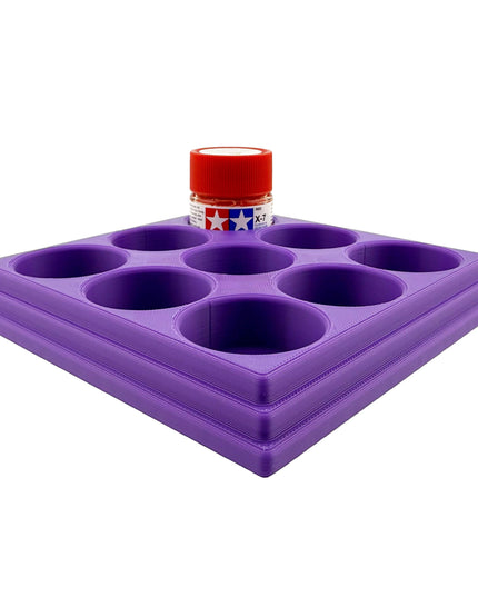 Jeff Did It 10ml Paint Bottle Holder - Holds 9 Bottles Compatible with Tamiya 10ml w Anti-Slip Rubber Feet - 3D Printed - Made in the USA