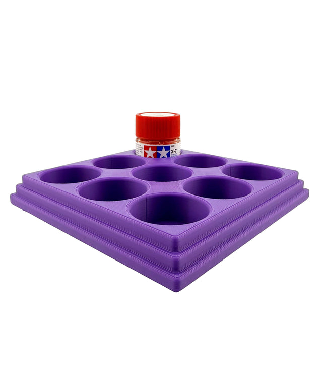Jeff Did It 10ml Paint Bottle Holder - Holds 9 Bottles Compatible with Tamiya 10ml w Anti-Slip Rubber Feet - 3D Printed - Made in the USA