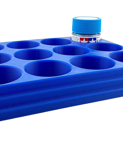 Jeff Did It 10ml Paint Bottle Holder - Holds 12 Bottles Compatible with Tamiya 10ml w Anti-Slip Rubber Feet - 3D Printed - Made in the USA