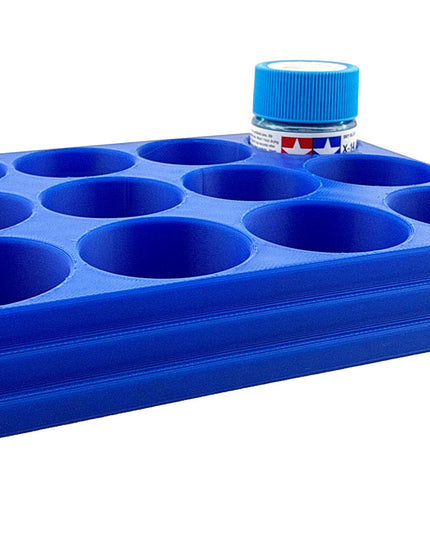 Jeff Did It 10ml Paint Bottle Holder - Holds 12 Bottles Compatible with Tamiya 10ml w Anti-Slip Rubber Feet - 3D Printed - Made in the USA
