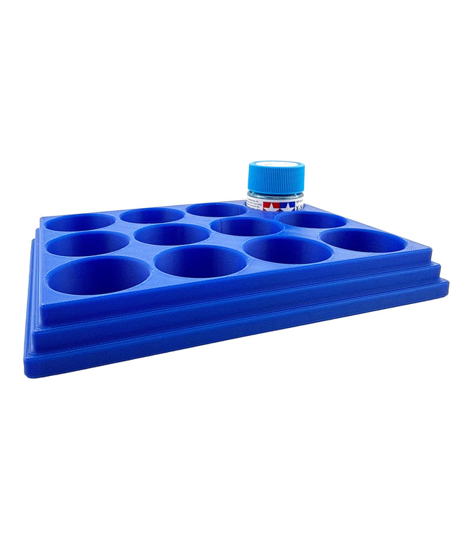 Jeff Did It 10ml Paint Bottle Holder - Holds 12 Bottles Compatible with Tamiya 10ml w Anti-Slip Rubber Feet - 3D Printed - Made in the USA