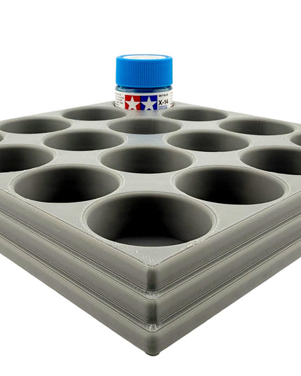 Jeff Did It 10ml Paint Bottle Holder - Holds 16 Bottles Compatible with Tamiya 10ml w Anti-Slip Rubber Feet - 3D Printed - Made in the USA