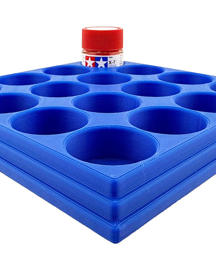 Jeff Did It 10ml Paint Bottle Holder - Holds 16 Bottles Compatible with Tamiya 10ml w Anti-Slip Rubber Feet - 3D Printed - Made in the USA