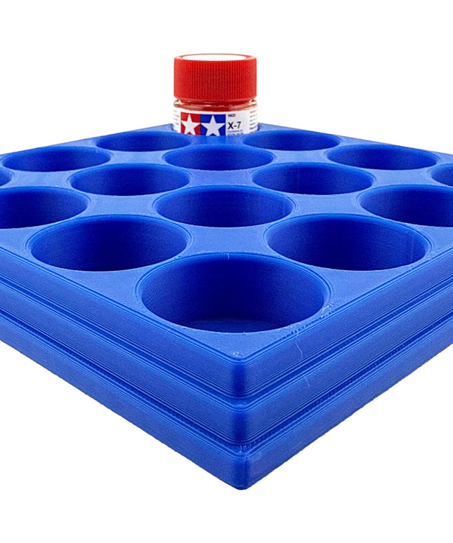Jeff Did It 10ml Paint Bottle Holder - Holds 16 Bottles Compatible with Tamiya 10ml w Anti-Slip Rubber Feet - 3D Printed - Made in the USA
