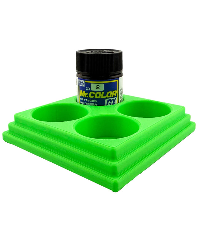 Jeff Did It Mr Hobby Mr Color 10ml & 18ml Paint Bottle Holder S- Holds 4 Mr Color 10ml/ 18ml Bottles w/Anti-Slip Rubber Feet - 3D Printed