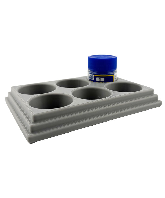 Jeff Did It Mr Hobby Mr Color 10ml & 18ml Paint Bottle Holder - Holds 6 Mr Color 10ml/ 18ml Bottles w/Anti-Slip Rubber Feet - 3D Printed