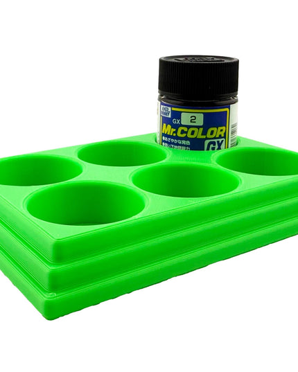 Jeff Did It Mr Hobby Mr Color 10ml & 18ml Paint Bottle Holder - Holds 6 Mr Color 10ml/ 18ml Bottles w/Anti-Slip Rubber Feet - 3D Printed