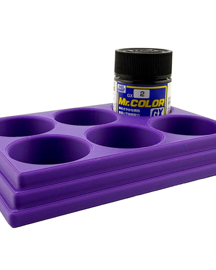 Jeff Did It Mr Hobby Mr Color 10ml & 18ml Paint Bottle Holder - Holds 6 Mr Color 10ml/ 18ml Bottles w/Anti-Slip Rubber Feet - 3D Printed