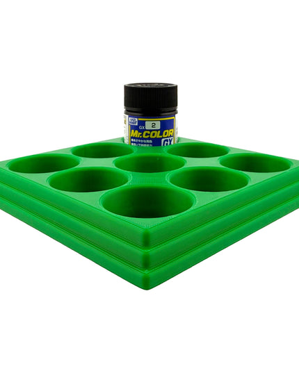 Jeff Did It Mr Hobby Mr Color 10ml & 18ml Paint Bottle Holder - Holds 9 Mr Color 10ml/ 18ml Bottles w/Anti-Slip Rubber Feet - 3D Printed
