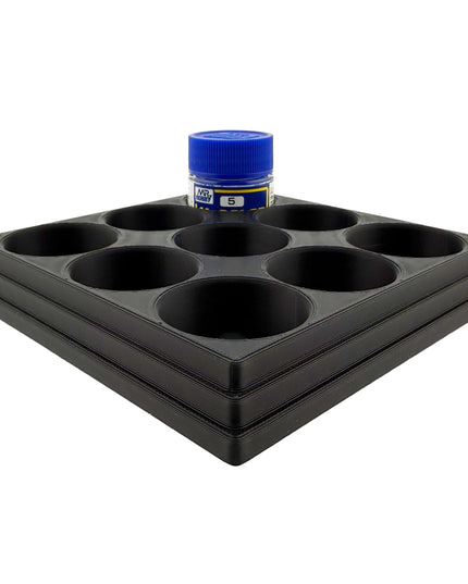 Jeff Did It Mr Hobby Mr Color 10ml & 18ml Paint Bottle Holder - Holds 9 Mr Color 10ml/ 18ml Bottles w/Anti-Slip Rubber Feet - 3D Printed