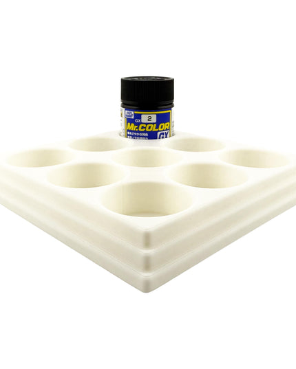 Jeff Did It Mr Hobby Mr Color 10ml & 18ml Paint Bottle Holder - Holds 9 Mr Color 10ml/ 18ml Bottles w/Anti-Slip Rubber Feet - 3D Printed