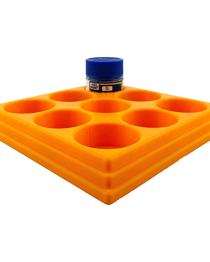 Jeff Did It Mr Hobby Mr Color 10ml & 18ml Paint Bottle Holder - Holds 9 Mr Color 10ml/ 18ml Bottles w/Anti-Slip Rubber Feet - 3D Printed