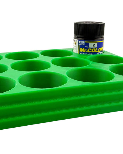 Jeff Did It Mr Hobby Mr Color 10ml & 18ml Paint Bottle Holder - Holds 12 Mr Color 10ml/ 18ml Bottles w/Anti-Slip Rubber Feet - 3D Printed