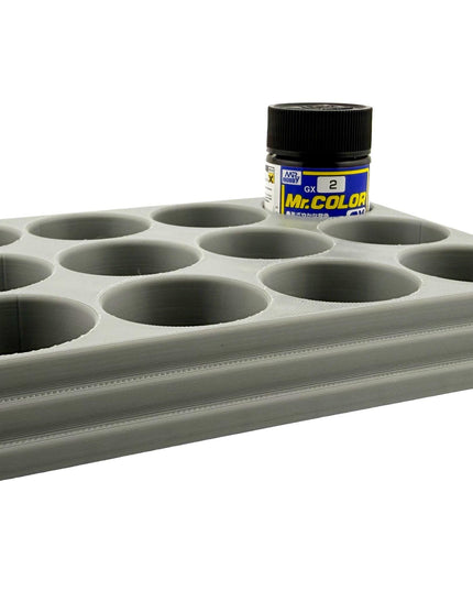Jeff Did It Mr Hobby Mr Color 10ml & 18ml Paint Bottle Holder - Holds 12 Mr Color 10ml/ 18ml Bottles w/Anti-Slip Rubber Feet - 3D Printed