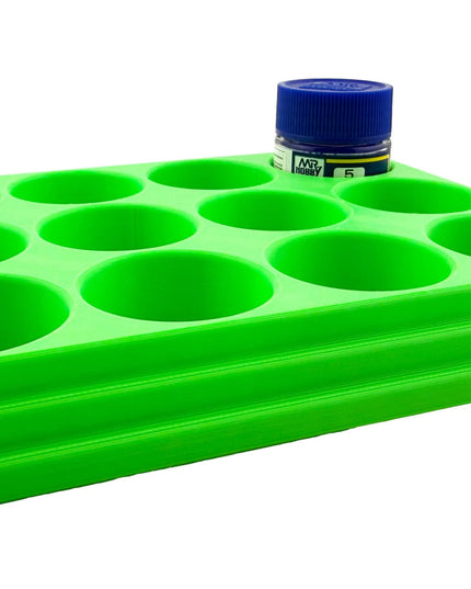 Jeff Did It Mr Hobby Mr Color 10ml & 18ml Paint Bottle Holder - Holds 12 Mr Color 10ml/ 18ml Bottles w/Anti-Slip Rubber Feet - 3D Printed