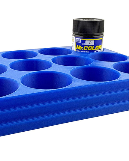 Jeff Did It Mr Hobby Mr Color 10ml & 18ml Paint Bottle Holder - Holds 12 Mr Color 10ml/ 18ml Bottles w/Anti-Slip Rubber Feet - 3D Printed