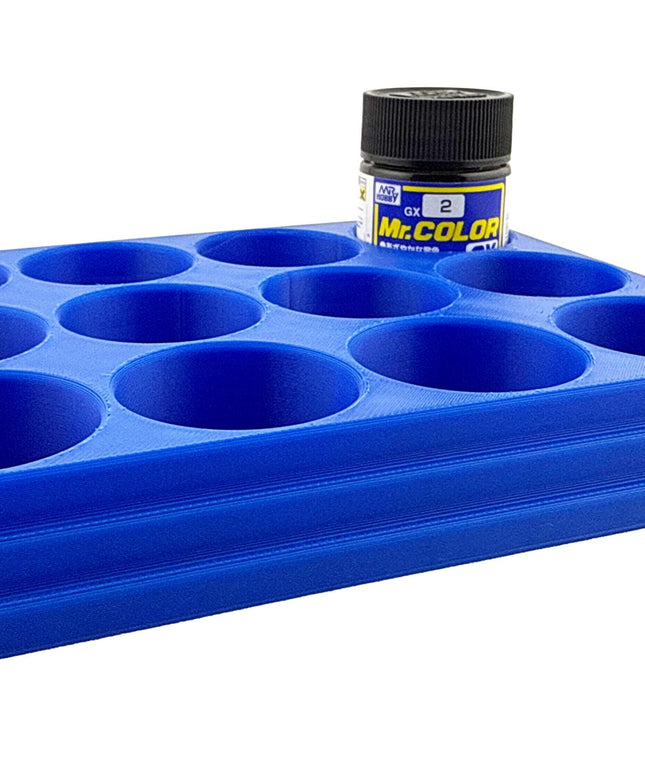 Jeff Did It Mr Hobby Mr Color 10ml & 18ml Paint Bottle Holder - Holds 12 Mr Color 10ml/ 18ml Bottles w/Anti-Slip Rubber Feet - 3D Printed