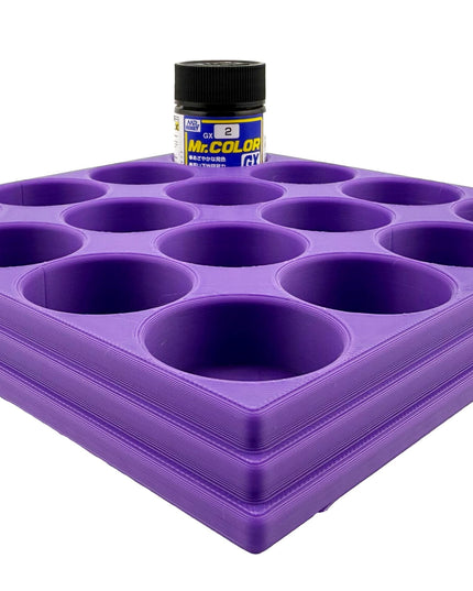 Jeff Did It Mr Hobby Mr Color 10ml & 18ml Paint Bottle Holder - Holds 16 Mr Color 10ml/ 18ml Bottles w/Anti-Slip Rubber Feet - 3D Printed