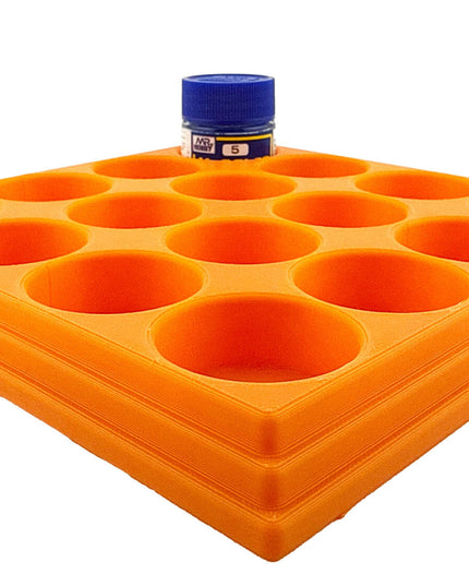 Jeff Did It Mr Hobby Mr Color 10ml & 18ml Paint Bottle Holder - Holds 16 Mr Color 10ml/ 18ml Bottles w/Anti-Slip Rubber Feet - 3D Printed