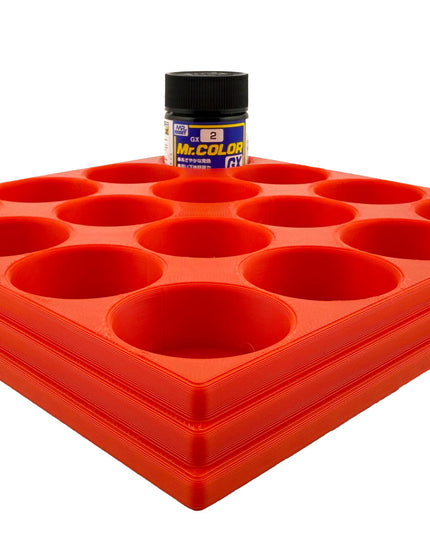 Jeff Did It Mr Hobby Mr Color 10ml & 18ml Paint Bottle Holder - Holds 16 Mr Color 10ml/ 18ml Bottles w/Anti-Slip Rubber Feet - 3D Printed