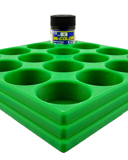 Jeff Did It Mr Hobby Mr Color 10ml & 18ml Paint Bottle Holder - Holds 16 Mr Color 10ml/ 18ml Bottles w/Anti-Slip Rubber Feet - 3D Printed