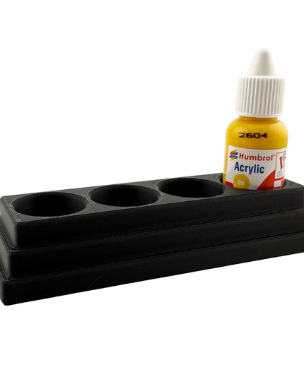 Jeff Did It! 14ml Bottle Holder Long Style - Holds 4 Bottles Compatible with Humbrol 14ml Paint Bottles w Anti-Slip Rubber Feet - 3D Printed