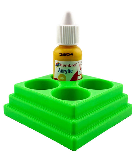 Jeff Did It! 14ml Bottle Holder Square - Holds 4 Bottles Compatible with Humbrol 14ml Paint Bottles w Anti-Slip Rubber Feet - 3D Printed