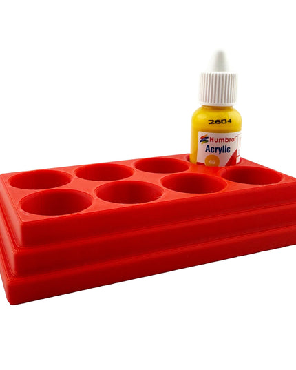 Jeff Did It! - 14ml Bottle Holder - Holds 8 Bottles Compatible with Humbrol 14ml Paint Bottles w Anti-Slip Rubber Feet - 3D Printed